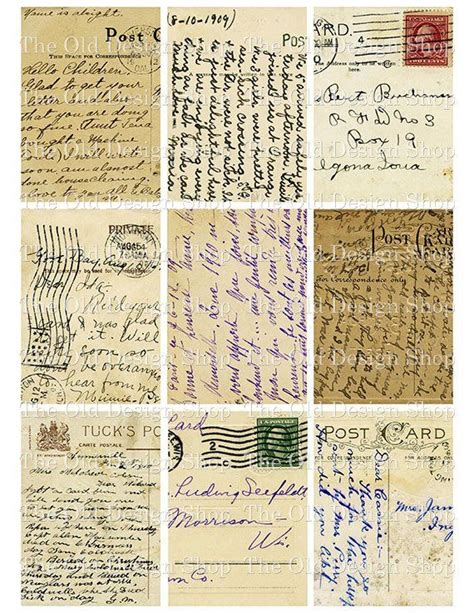 Vintage Postcard Backs With Handwriting Atc Size Printable Etsy