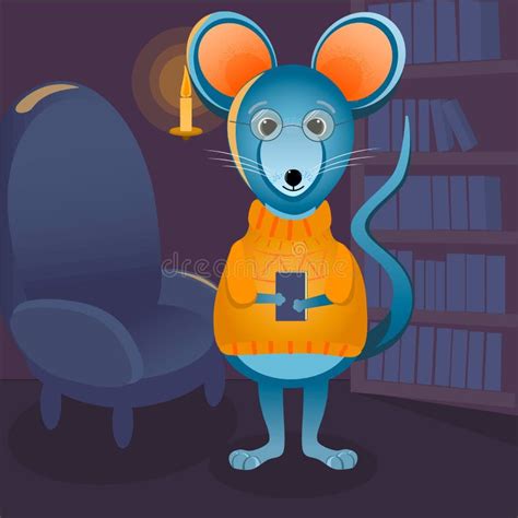 Vector Illustration In Cartoon Style A Mouse In A Warm Yellow Sweater