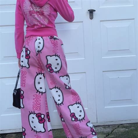 hello kitty fleece pants sanrio pink aesthetic pussibagz hello kitty clothes cute comfy