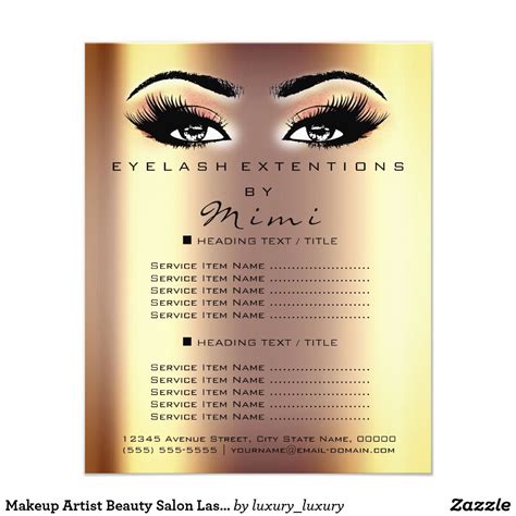 Makeup Artist Beauty Salon Lashes Flyer Peach Gold Lashes Beauty Salon Eyelash