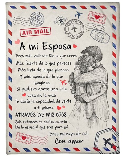 Personalized Carta A Mi Esposa Con Amor Marido Fleece Sherpa Woven