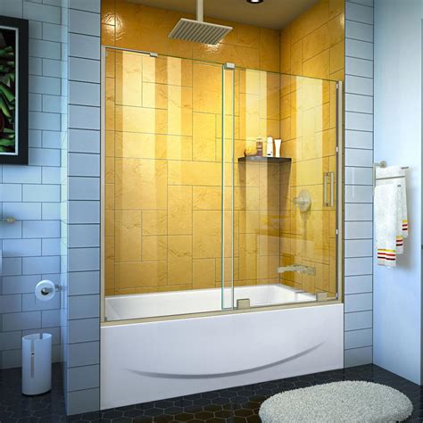 Smoother rolling system makes your life easier. DreamLine Mirage-Z 60 in. W x 58 in. H Frameless Sliding ...