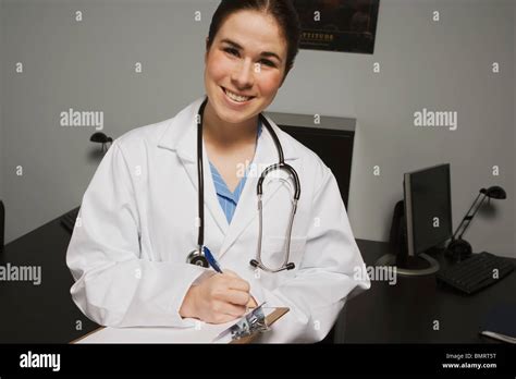 A Female Doctor In An Office Stock Photo Alamy