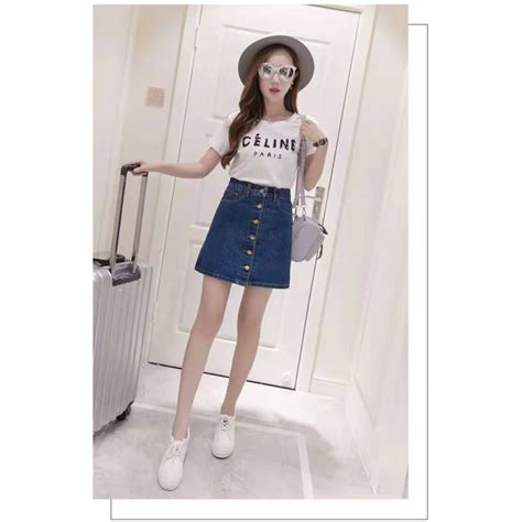 H Denim Skirt Maong Fashionable Daily Outfit For Her Cod Shopee