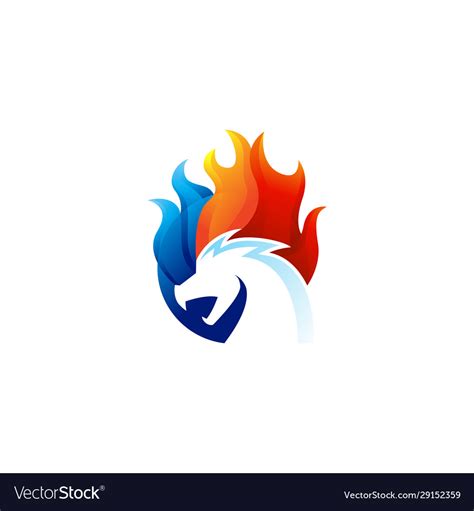 Dragon Fire Red Blue Color Logo Icon Royalty Free Vector