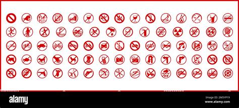prohibition forbidden signs symbol set banned crossed out not allowed vector editable icon