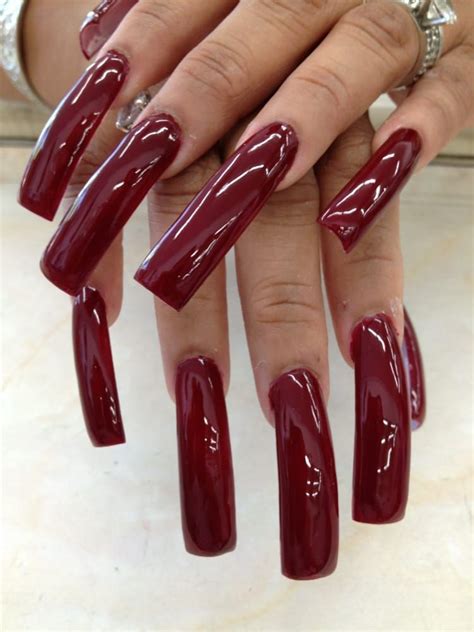 Long Red Nails Curved Nails Long Nails