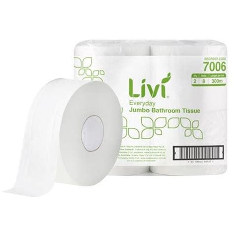 Livi Basics Toilet Paper Jumbo 2 Ply 300m Carton Of 8 Rolls Officemax Nz