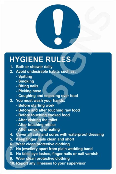 Personal Hygiene Rules Sign Sign Shop Ireland Css Signs