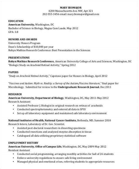 Undergraduate student highlighting academic research, papers, and presentations mary biomajor 420 massachusetts ave. 28+ Curriculum Vitae Templates - PDF, DOC | Free & Premium Templates