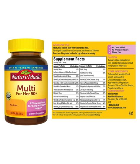 Nature Made Multi For Her 50 Plus No Iron 90 Nos Multivitamins Tablets