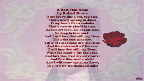 A Red Red Rose By Robert Burns Read By Tom Obedlam Youtube