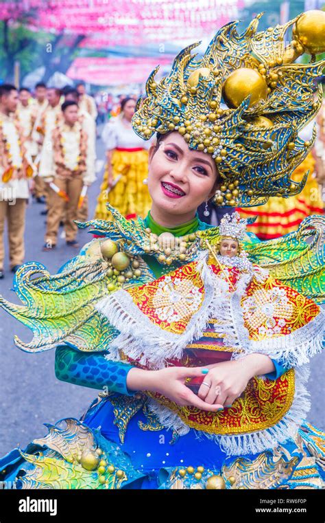 Participant In The Sinulog Festival In Cebu City Philippines Stock