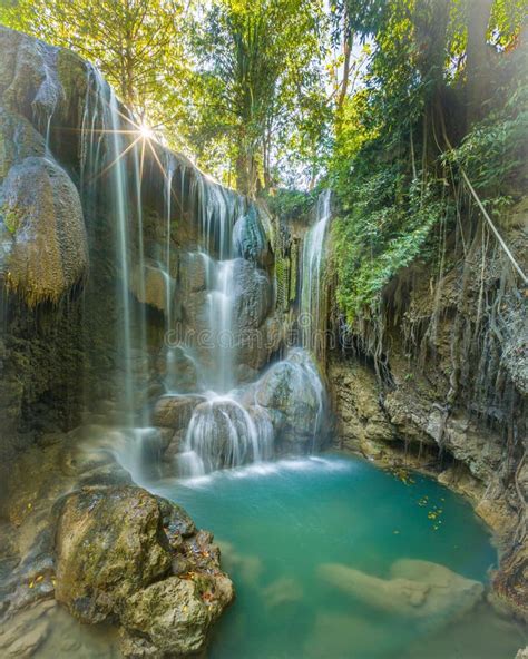 Panoramic Beautiful Deep Forest Waterfall Stock Photo Image Of Green