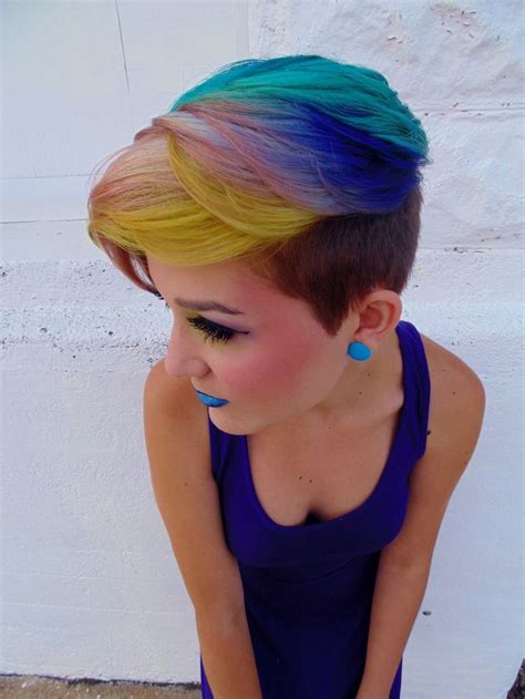 Beautiful Gradual Dye Rainbow Fade I Love The Side Shave