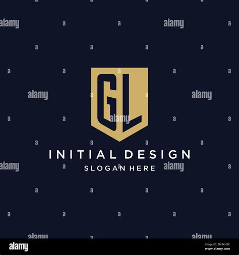 Gl Monogram Initials Logo Design With Shield Icon Template Stock Vector