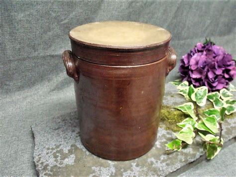 Large Antique French Stoneware Crock With Lid