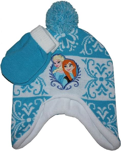 Disney Frozen Anna And Elsa Winter Beanie Hat And Mittens Set