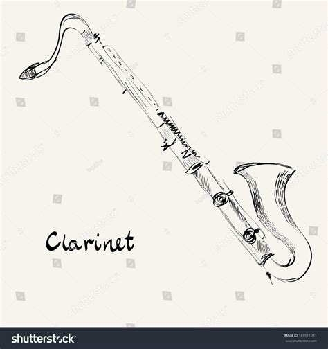 Drawn Illustration Musical Instrument Clarinet Stock Vector Royalty
