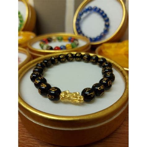 Piyao 24k Real Gold Bracelet Legit Black Obsidian And 18k Gold Shopee