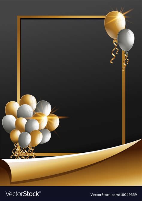 Frame Template With Golden And Silver Balloons Vector Image