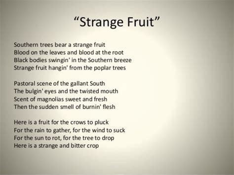 Billie Holiday Strange Fruit Poemlyrics Holiday Lyrics Holiday