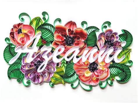 Unique Handmade Quilled Name Art Perfect For Home Decor Nursery Decor