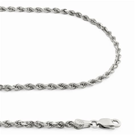 Solid 14k White Gold 25mm Mens Women Diamond Cut Rope Chain Necklace 16 30 Ebay