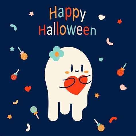 Premium Vector Childrens Halloween Card In Cartoon Style Cute Little