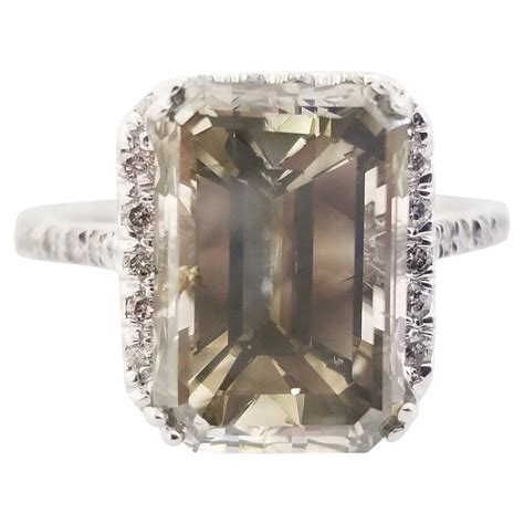 Igi 551 Carat Emerald Cut Fancy Gray Diamond Ring White Gold 14 Karat
