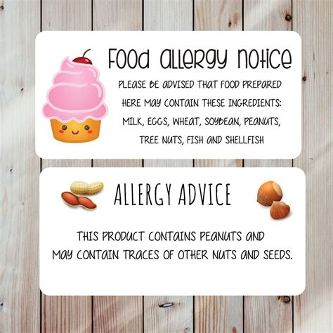 Printable Food Allergy Labels