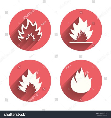 Fire Flame Icons Heat Symbols Inflammable 스톡 벡터로열티 프리 309101051