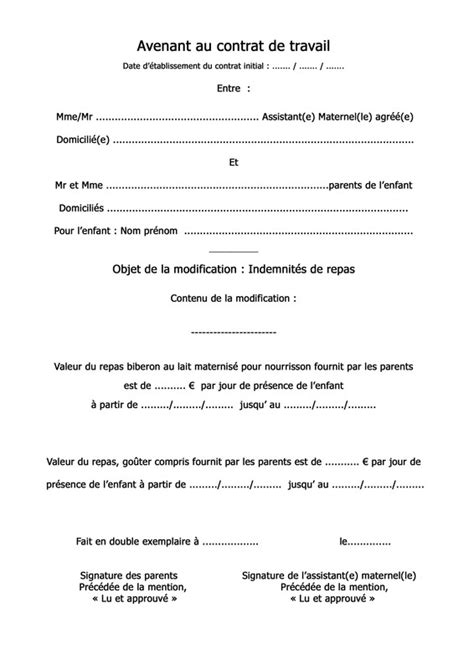 Contrat De Travail Nourrice Agree A Imprimer Modele De Lettre Type