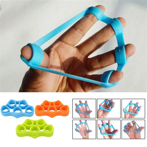 silicon hand finger gripper trainer strength stretcher resistance exercise bands grip wrist yoga