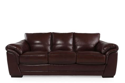 Contemporary 37 Leather Sofa In Dark Brown Mathis Brothers Furniture