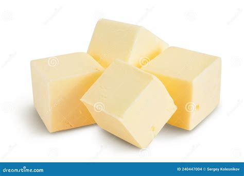 Butter Cube Isolated On White Background With Clipping Path And Full