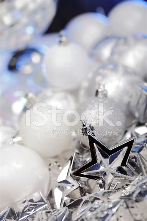 Silver Christmas Decorations Stock Photos