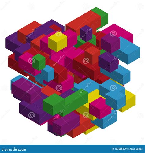Abstract Geometric Background With Colorful Isometric Rectangles And