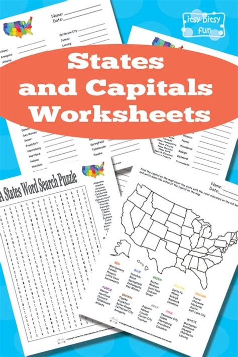 States And Capitals Worksheets 99worksheets