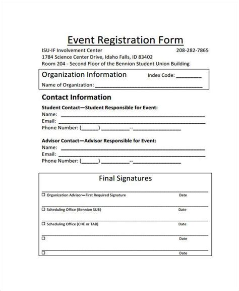 Printable Event Registration Form Template Printable Templates