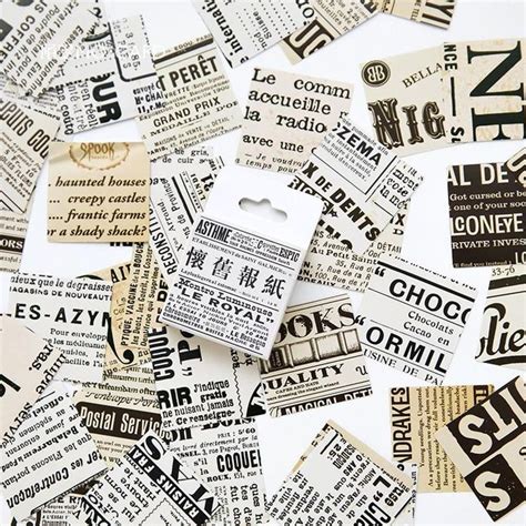 Retro Newspaper Clippings Scrapbook Stickers Sticker Paper Scrapbook