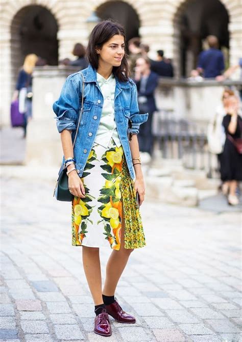 Play With Prints Like Leandra Medine Wearing A Colorful Skirt And