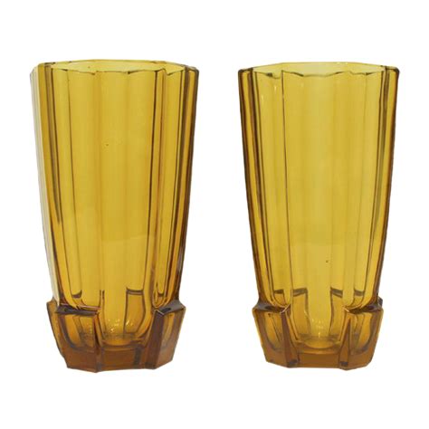 Art Deco Glass Vases From Val Saint Lambert 1930s Set Of 2 Chairish