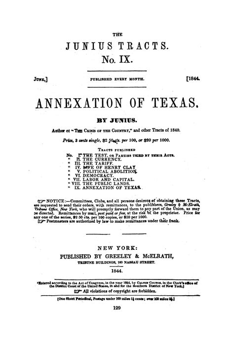 Annexation Of Texas By Junius No Ix The Portal To Texas History