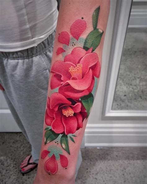 Flower Tattoo Pink Flower Tattoos Colour Tattoo For Women Pink Tattoo