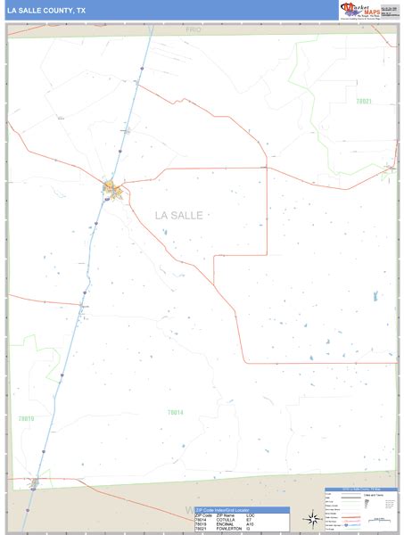 La Salle County Texas Zip Code Wall Map