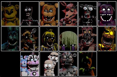 Fnaf Ucn Rcn And Dee Dees Roster With Custom Renders Sfm Posters