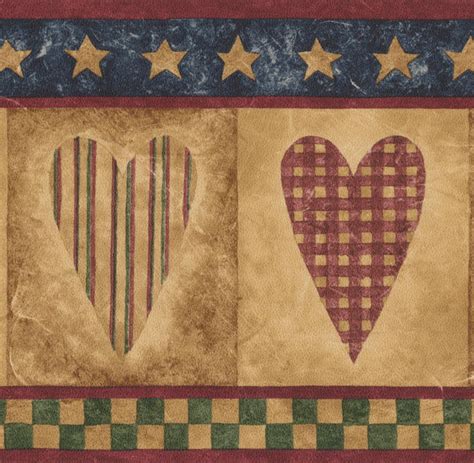Wallpaper Border - Vintage Checkered Striped Hearts Wall Border Retro ...