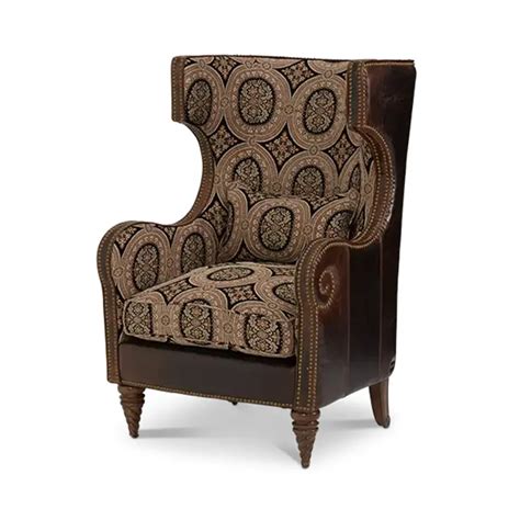 61936 Multi 29 Aico Furniture Leather Fabric Wing Chair