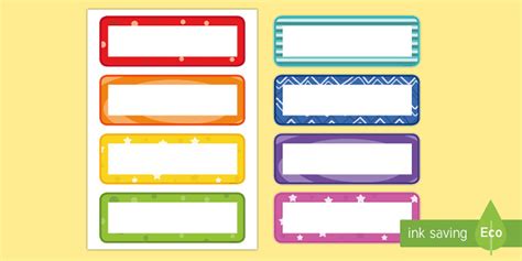 Multicolour Pattern Drawer Peg Name Labels Editable Drawer Peg